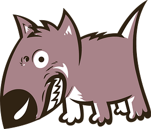 Angry growling cartoon dog