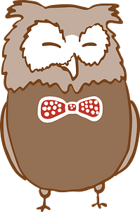 Owl in a bow tie with eyes closed