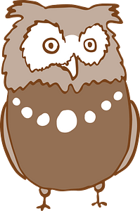 Brown owl in necklace with eyes wide