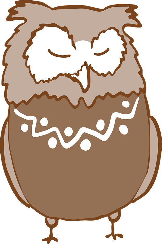 Brown Owl in patterned neckline with eyes closed