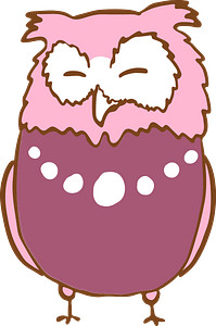 Pink owl in a necklace with eyes closed