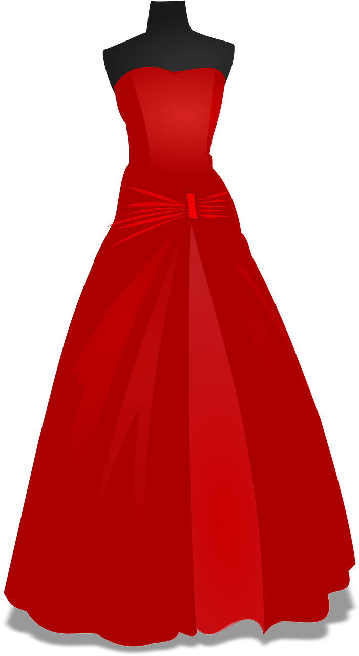 Red Strapless Wedding Dress