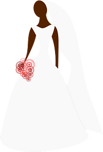 Simple Silhouette of Dark Skin Bride in Her Wedding Dress