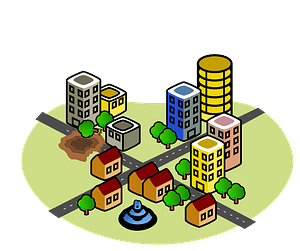 City before earthquake/disaster