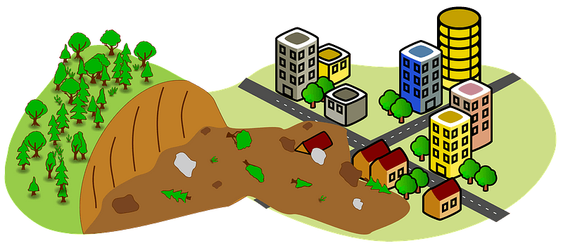 Landslide near the city