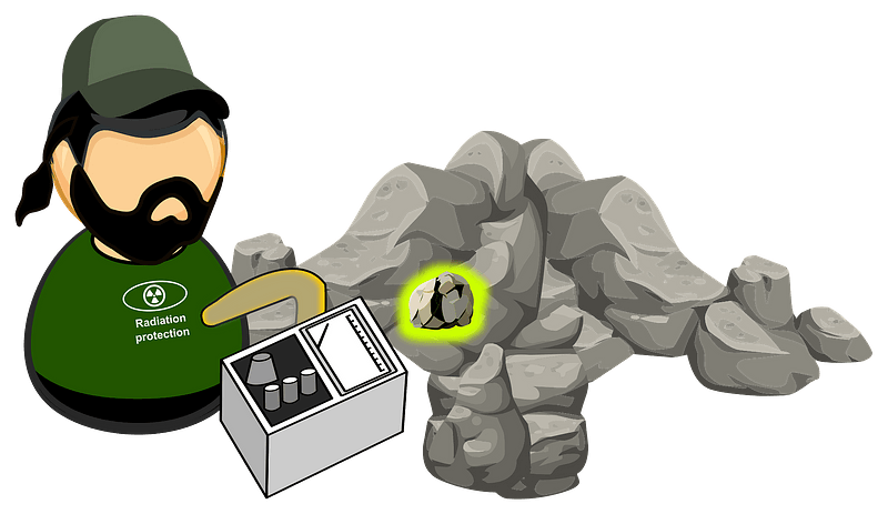 Searching for radioactive minerals / rocks