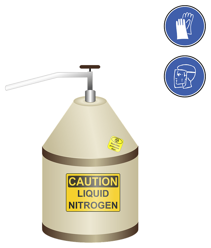 Dewar flask with liquid nitrogen