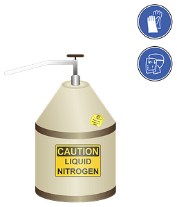 Dewar flask with liquid nitrogen