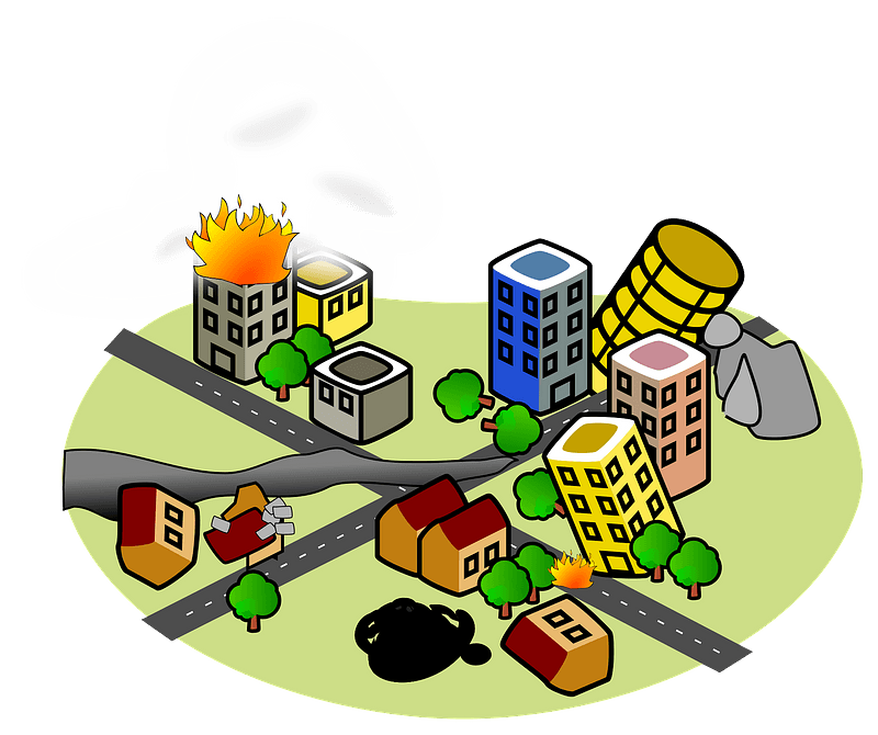 City after earthquake