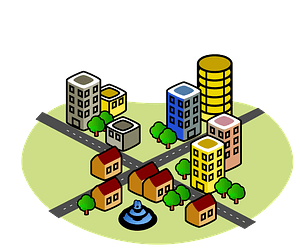 City before earthquake/disaster