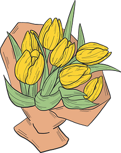 Bouquet of yellow tulips