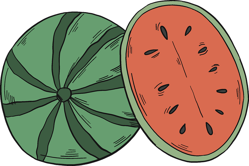 Watermelon and half