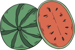 Watermelon and half