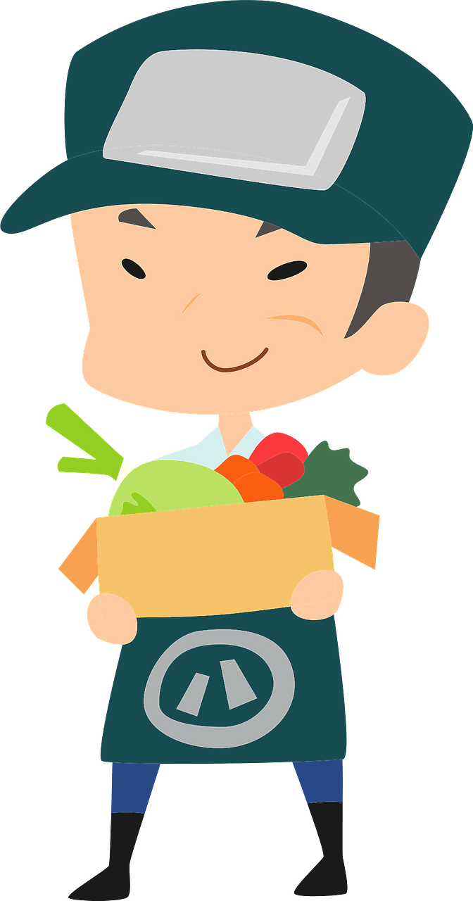 Grocery Store worker with Vegetable Produce