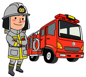 Firefighter standing by his fire truck