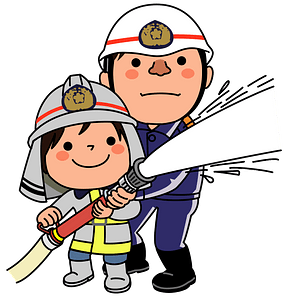 Kid Helping Firefighter with the Hose