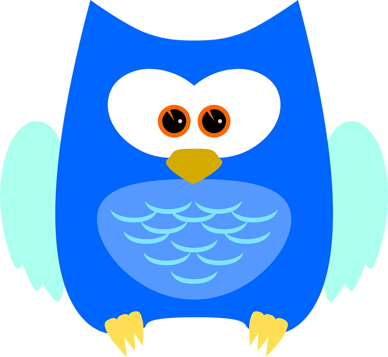 Blue cartoon owl