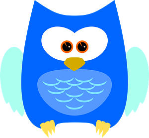 Blue cartoon owl