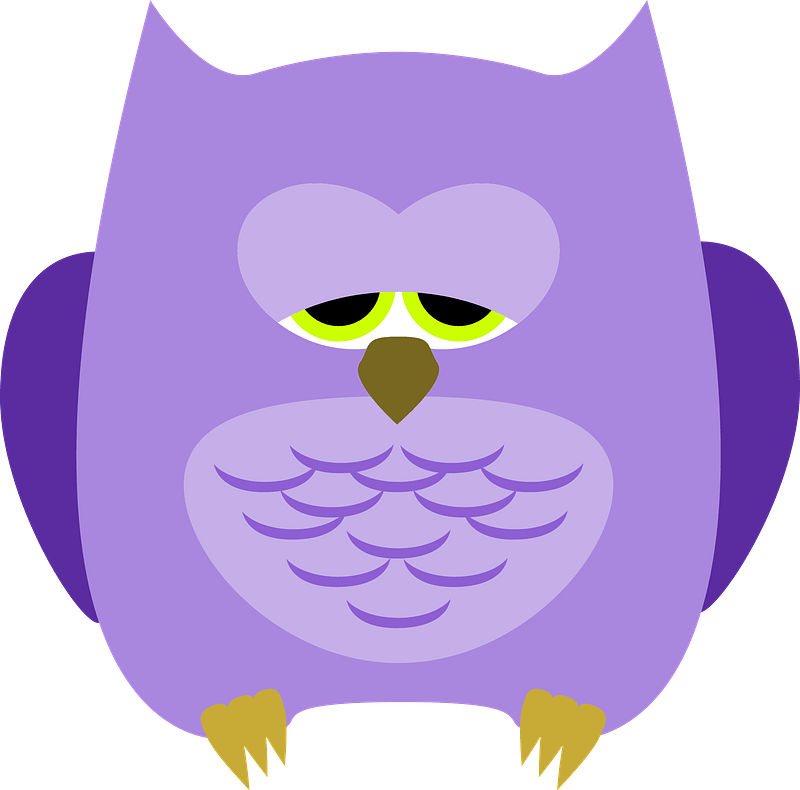 Purple cartoon owl