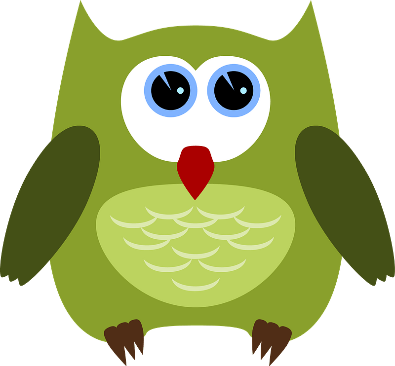 Green cartoon owl