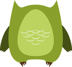 Green cartoon owl back