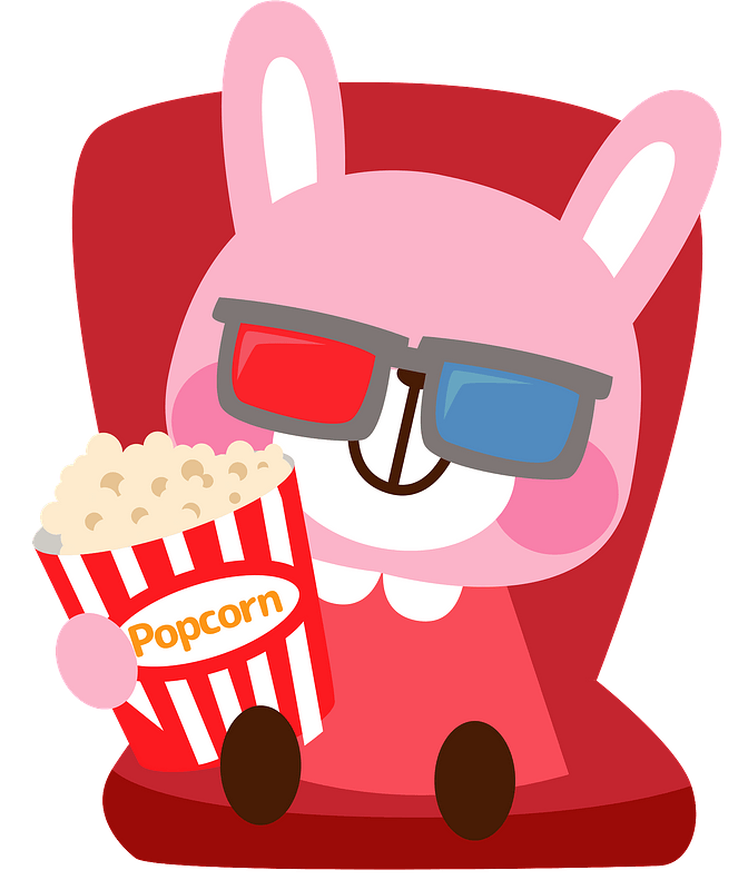 Rabbit is watching movie