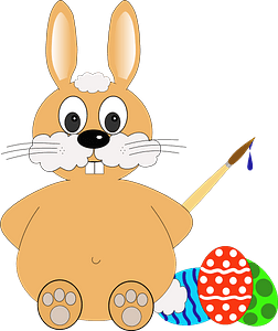 Rabbit painting Easter eggs