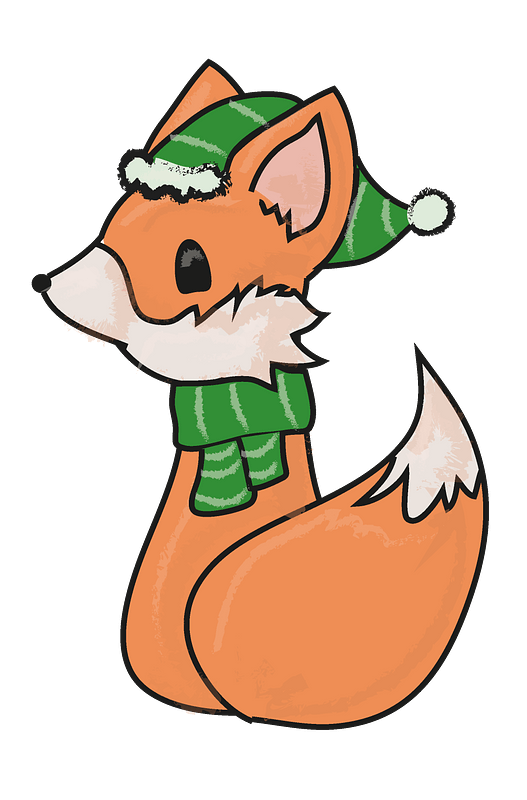 Fox in hat and scarf
