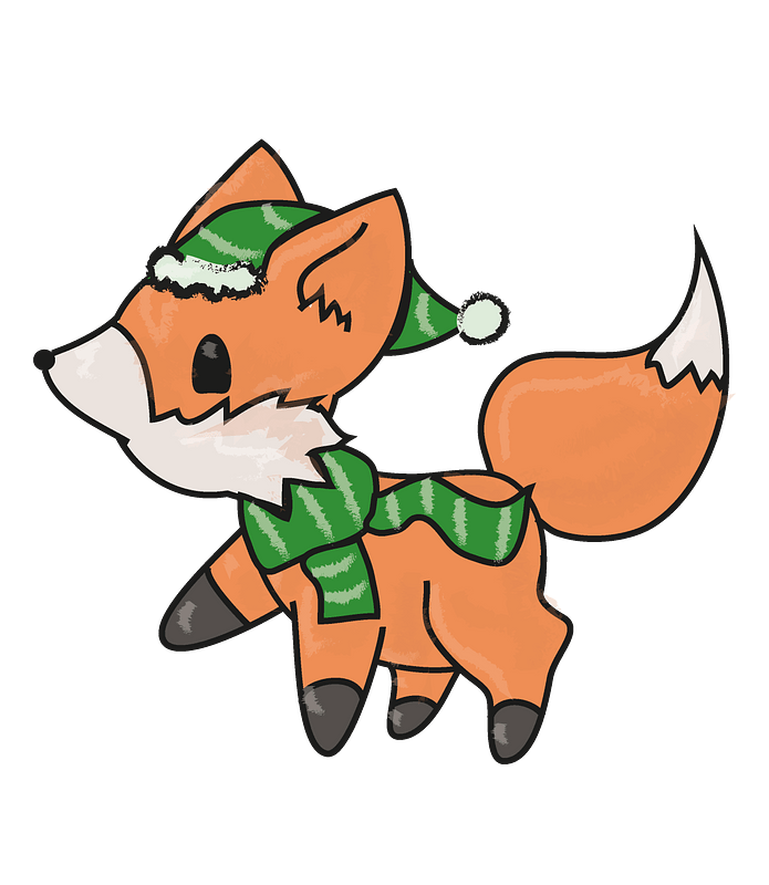 Fox in hat and scarf