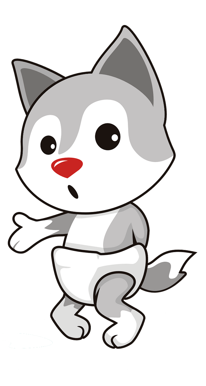 Little fox in a diaper
