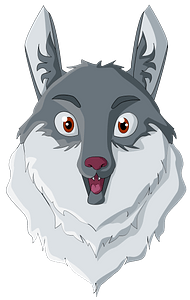 Amazed wolf head