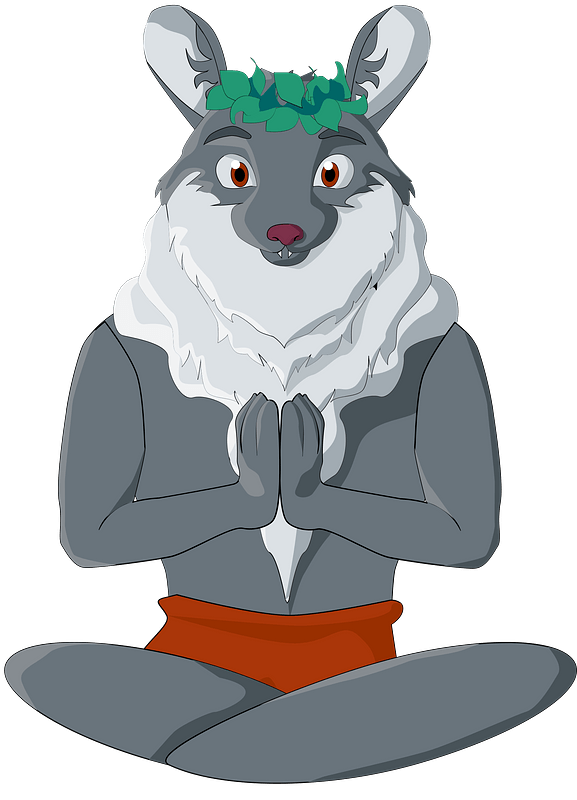 Wolf buddhist in lotus pose