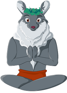 Wolf buddhist in lotus pose