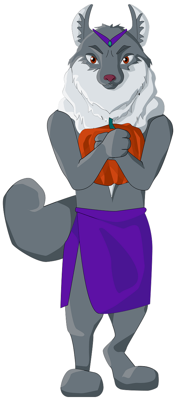 Wolf with a pumpkin