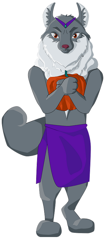 Wolf with a pumpkin