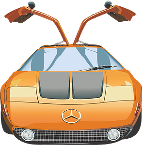 Mercedes with gull-wing doors