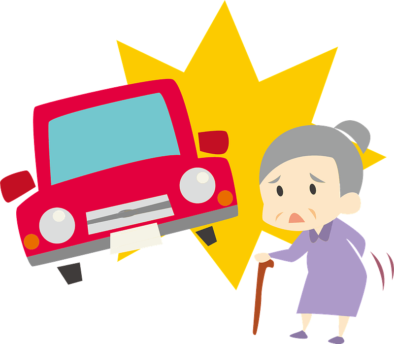 Traffic collision - Car almost hits an old woman