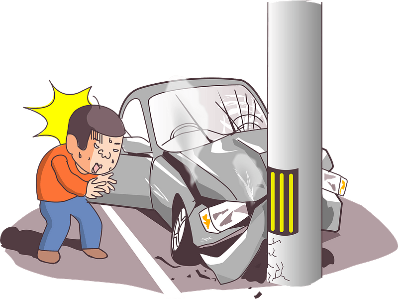 Traffic collision - Car hit a post - Free vector clipart images on ...