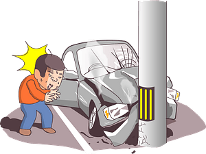 Traffic collision - Car hit a post