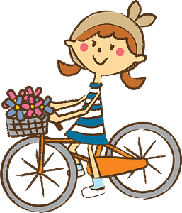 Girl is riding a bicycle