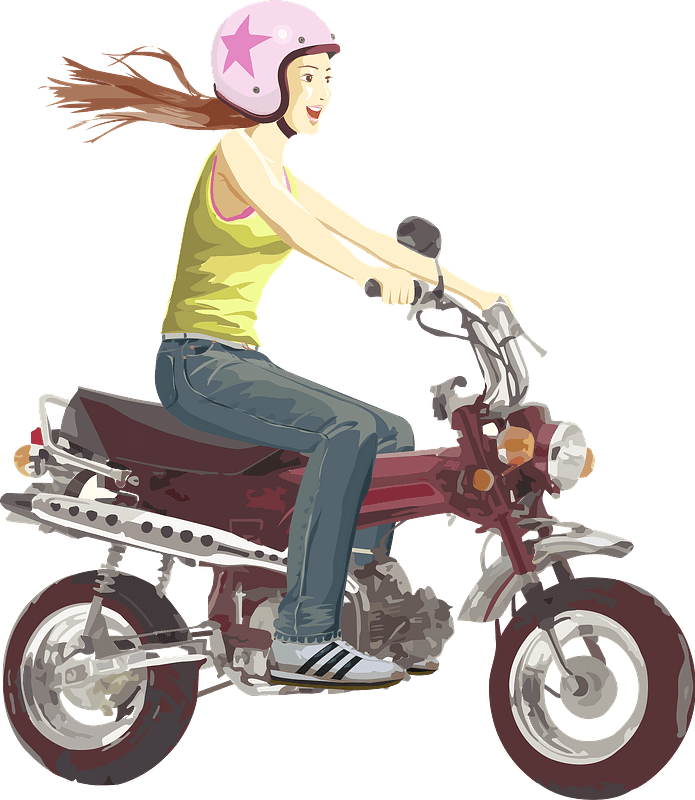 Girl is Riding a Honda st series minibike