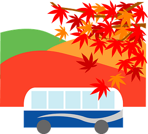 Sightseeing bus  in the autumn