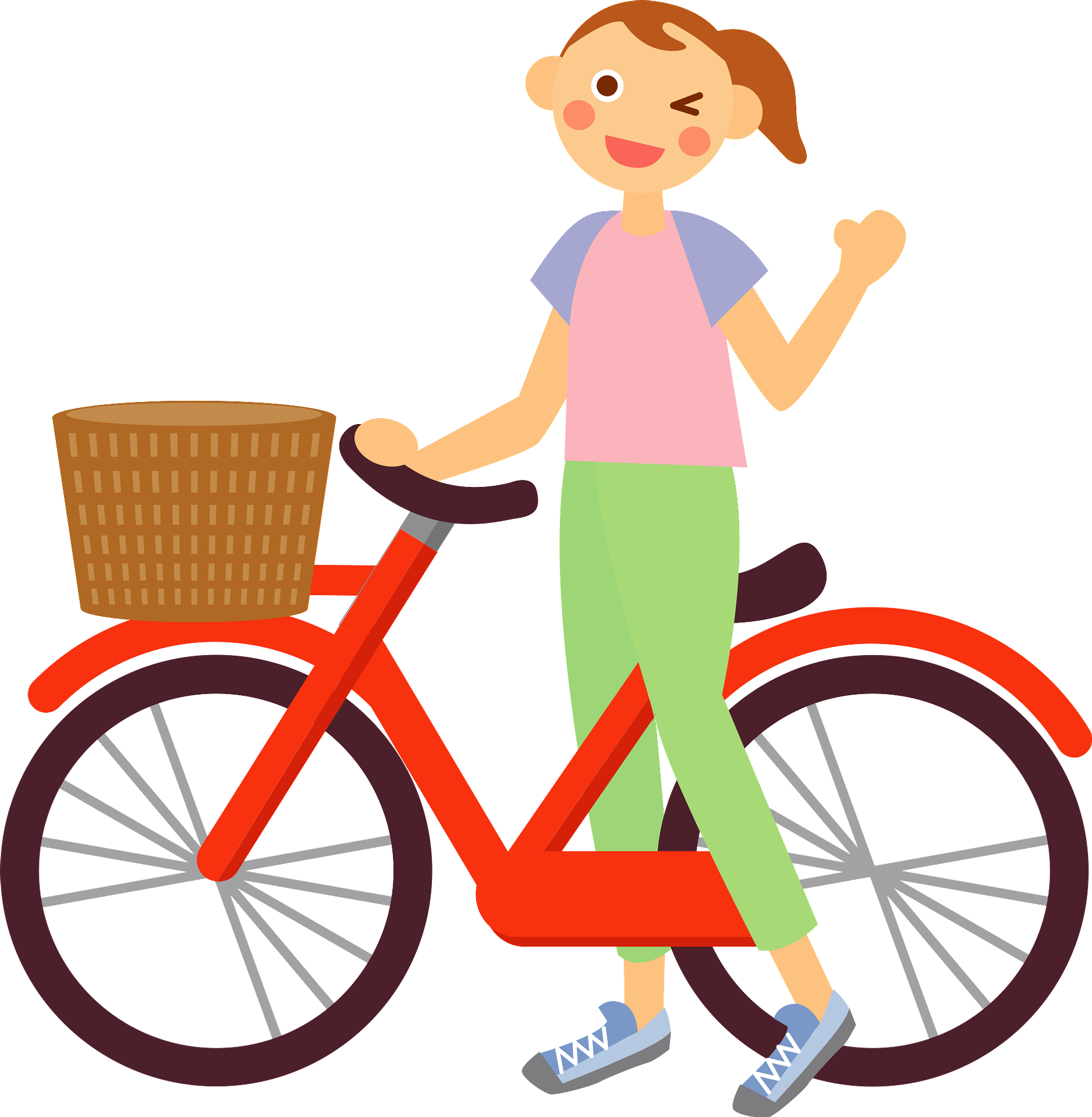 Girl is riding her bicycle Free vector clipart images on creazilla