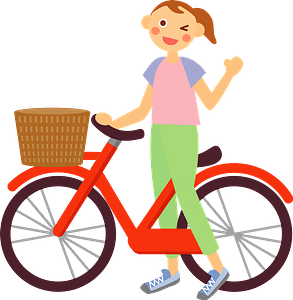 Girl is riding her bicycle