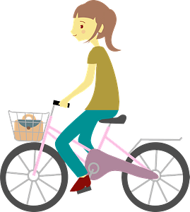 Woman is riding a bicycle