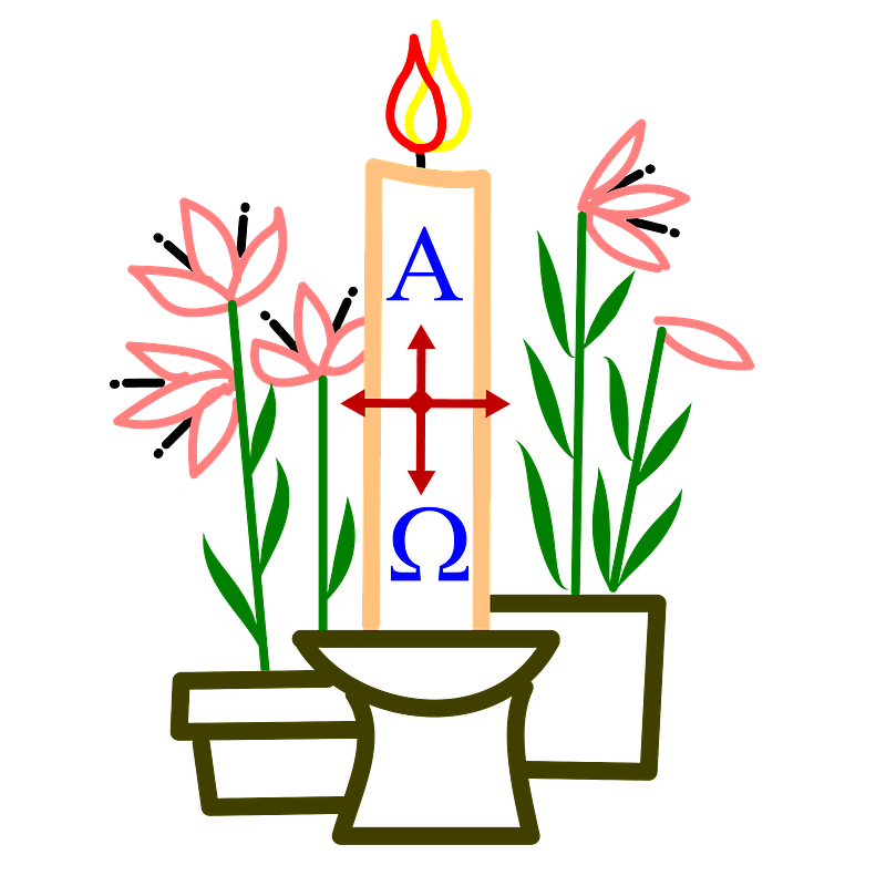 Easter candle and flowers