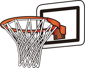 Basketball Backboard, Rim, and Net