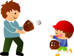 Father and Son Throw a Baseball