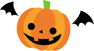 Halloween Jack-o'-lantern with Bat Wings