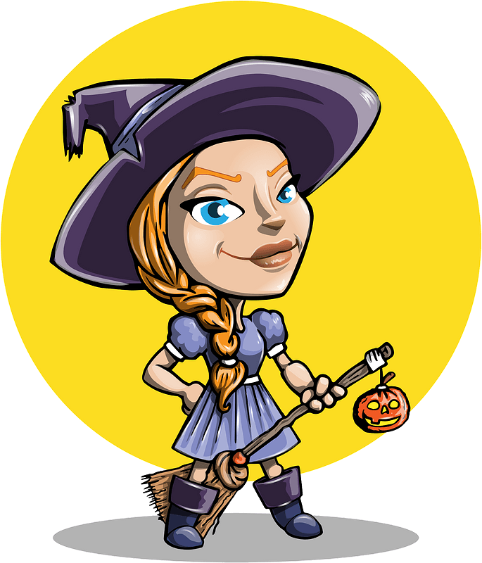 Witch in front of moon